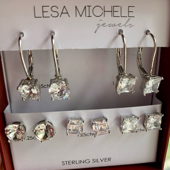 NIB sterling silver and crystal earrings set - Picture 1 of 3